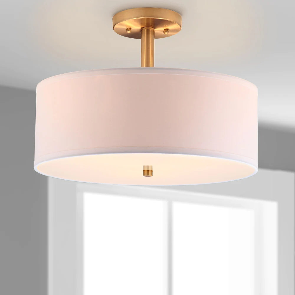 Lighting Clara 3-light Gold Ceiling Cotton Drum Light
