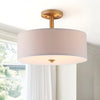 Lighting Clara 3-light Gold Ceiling Cotton Drum Light