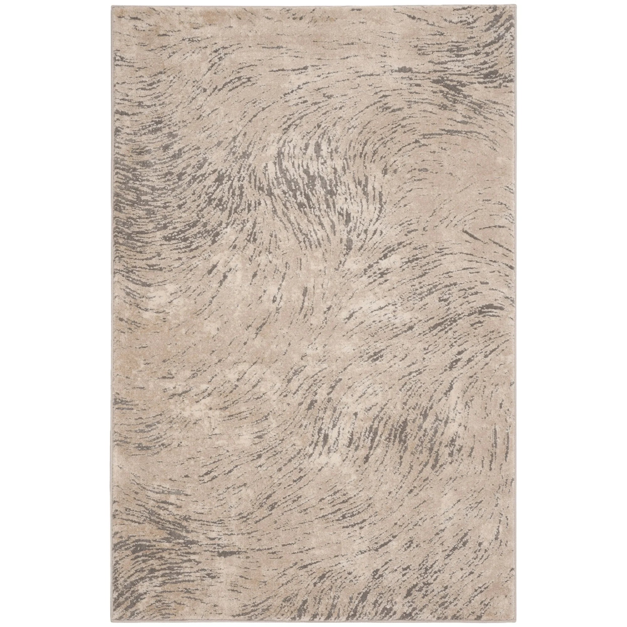 Meadow Kisha Abstract Area Rug, Ivory/Grey, 3'3" x 5'