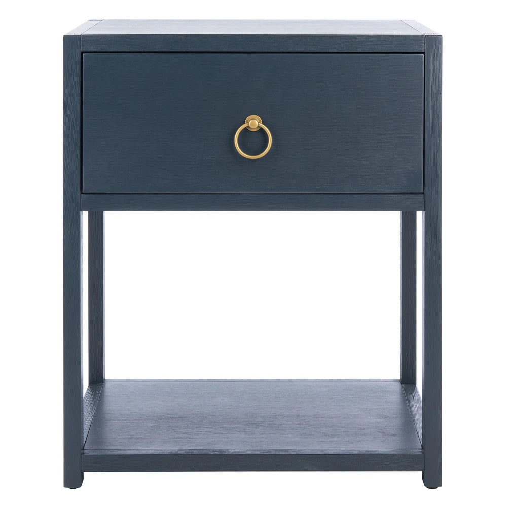 Yudi 1-Drawer 1-Shelf Accent Table Nightstand. - Navy