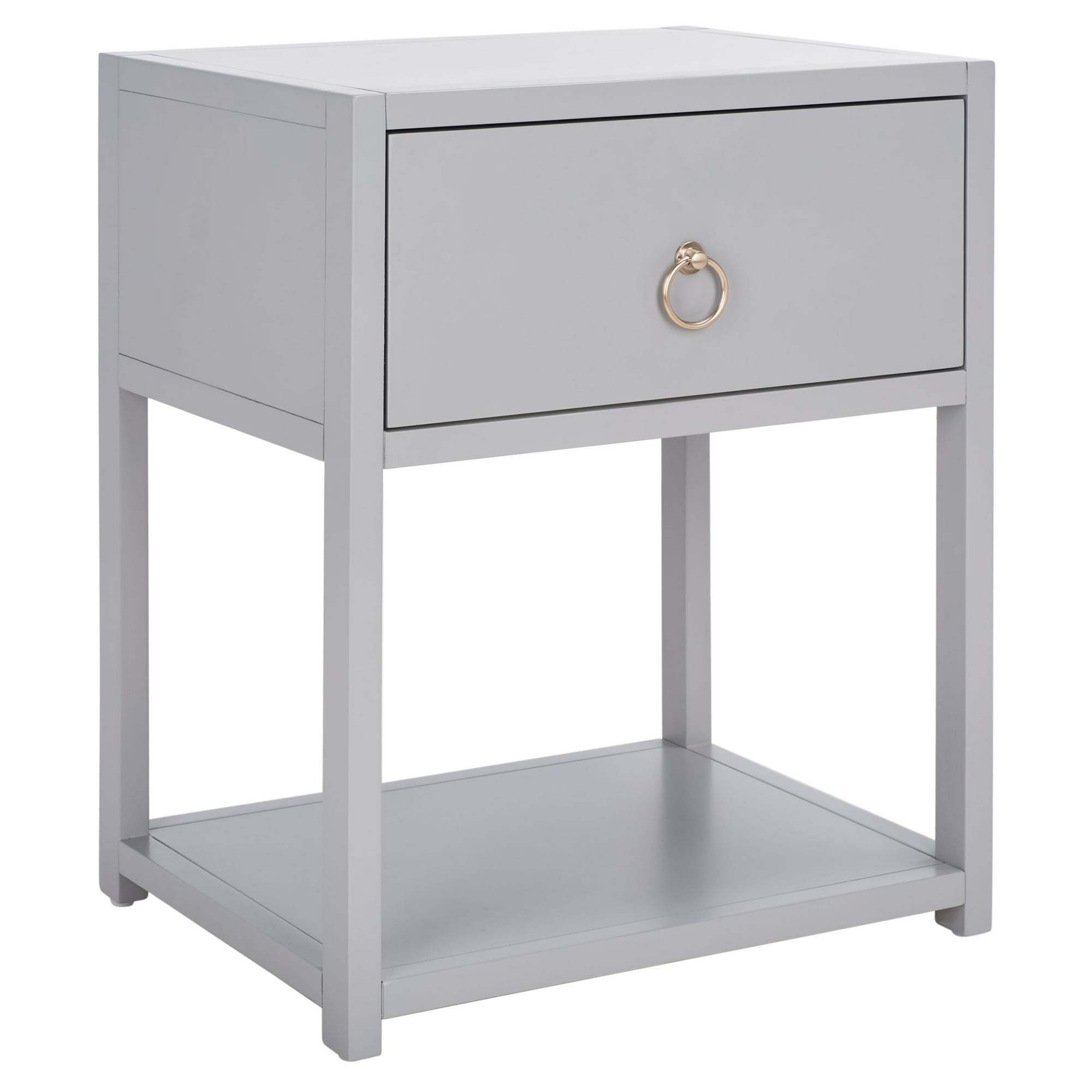 Yudi Solid 1 Drawer 1 Shelf Nightstand, Grey