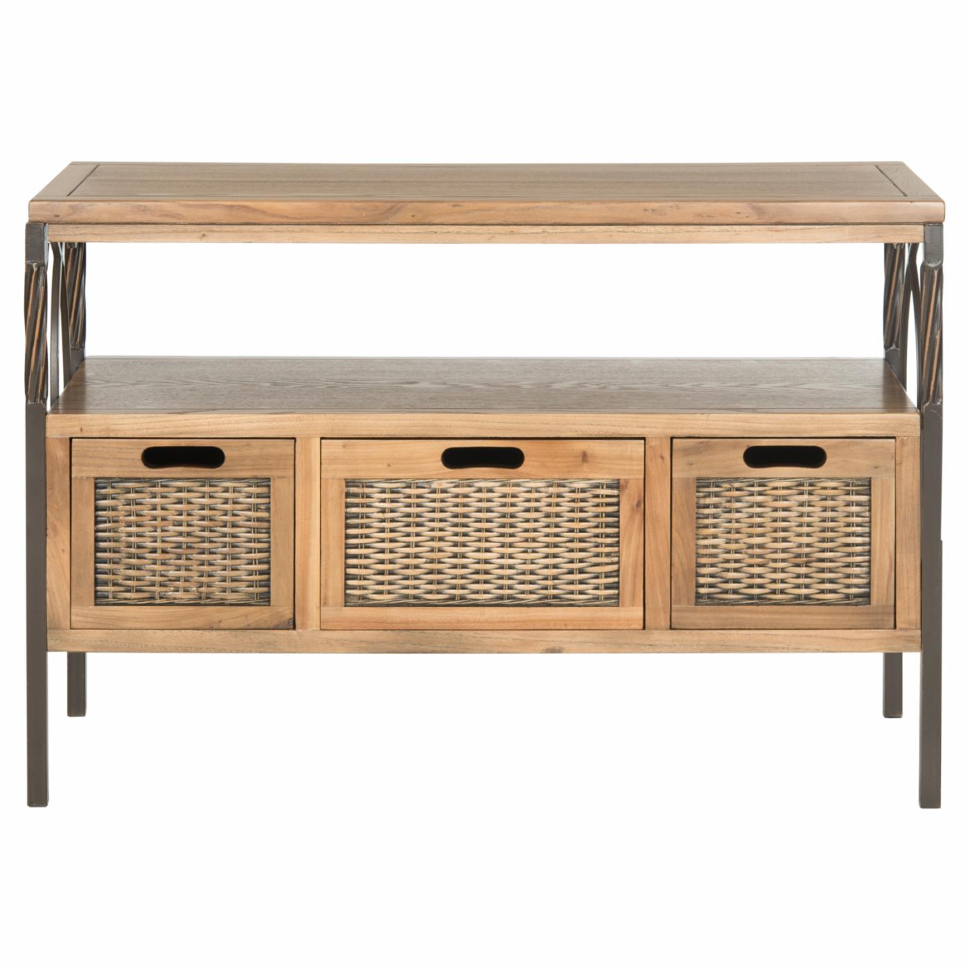 3 Drawer Console Table - Antique Pewter / Oak