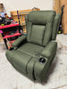Modern Linen Electric Power Lift Chair, Recliner Massage Chair, Adjustable Furniture for Back, Legs w/ 3 Positions, USB Port, Heat, Cupholders, Easy-to-Reach Button - Olive