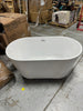 Vanity Art White/Polished Chrome Acrylic Oval Freestanding Soaking Bathtub with Drain (Center Drain)