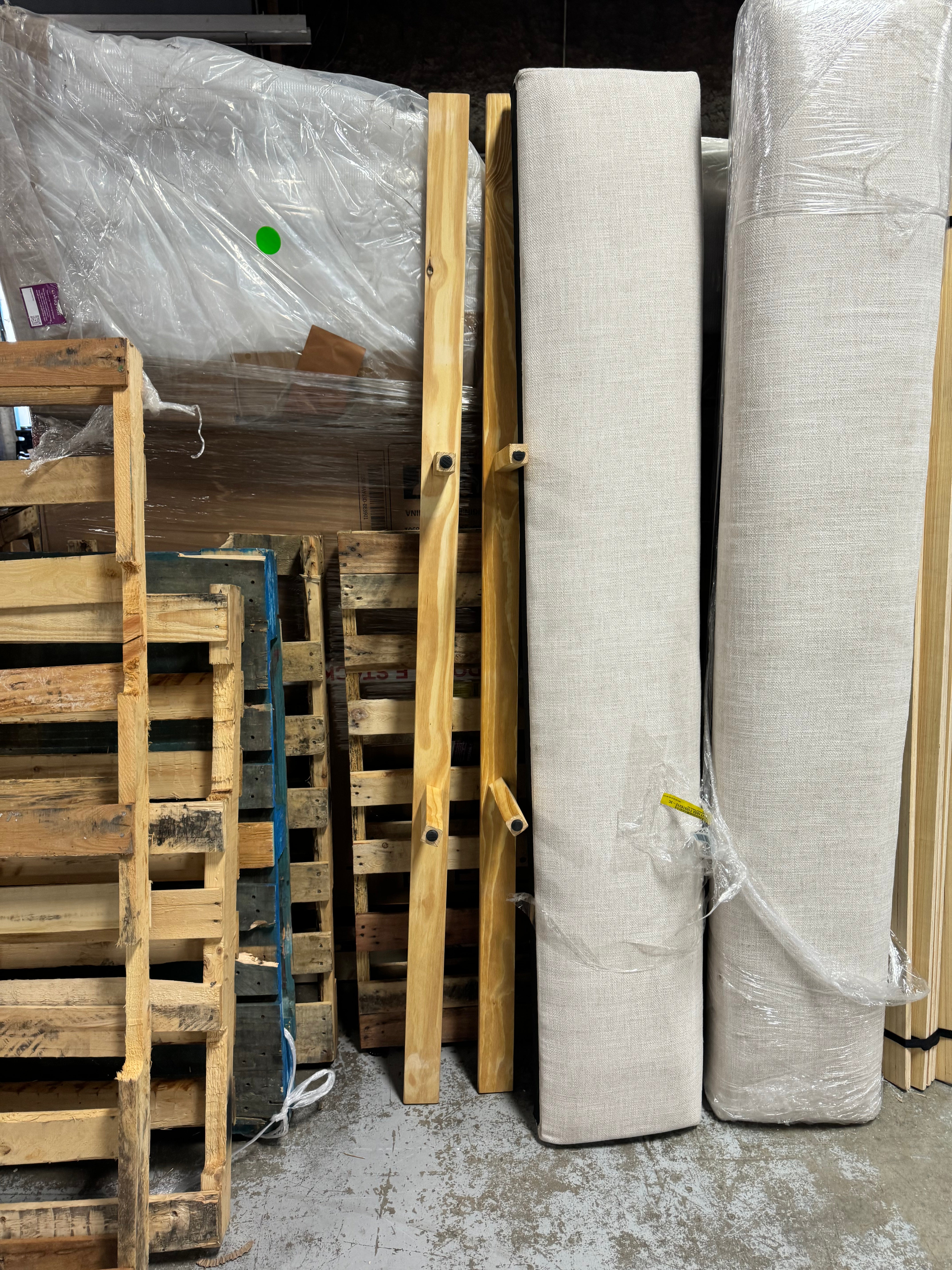 Bed Frame with Tall Upholstered Headboard - King