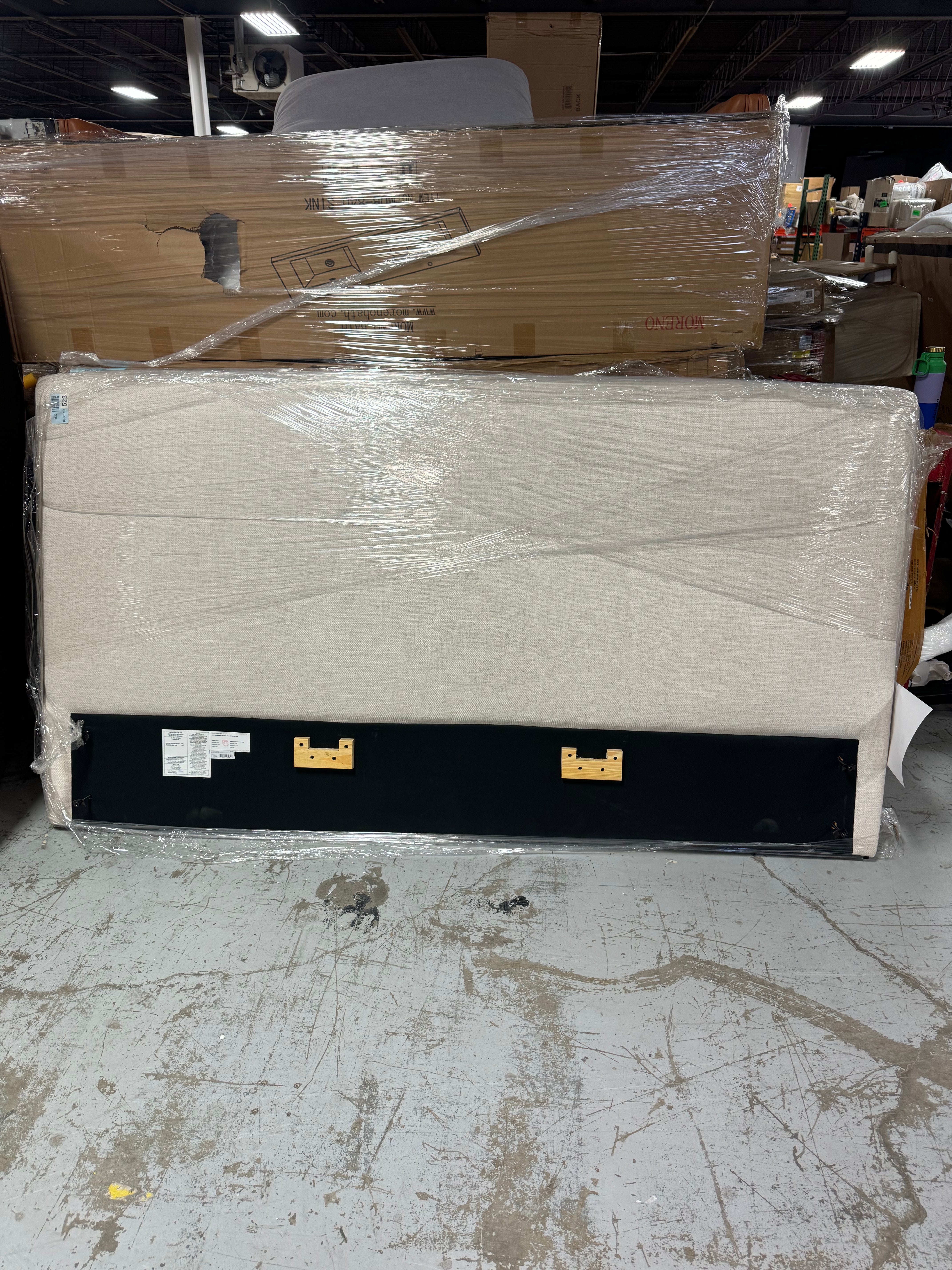 Bed Frame with Tall Upholstered Headboard - King