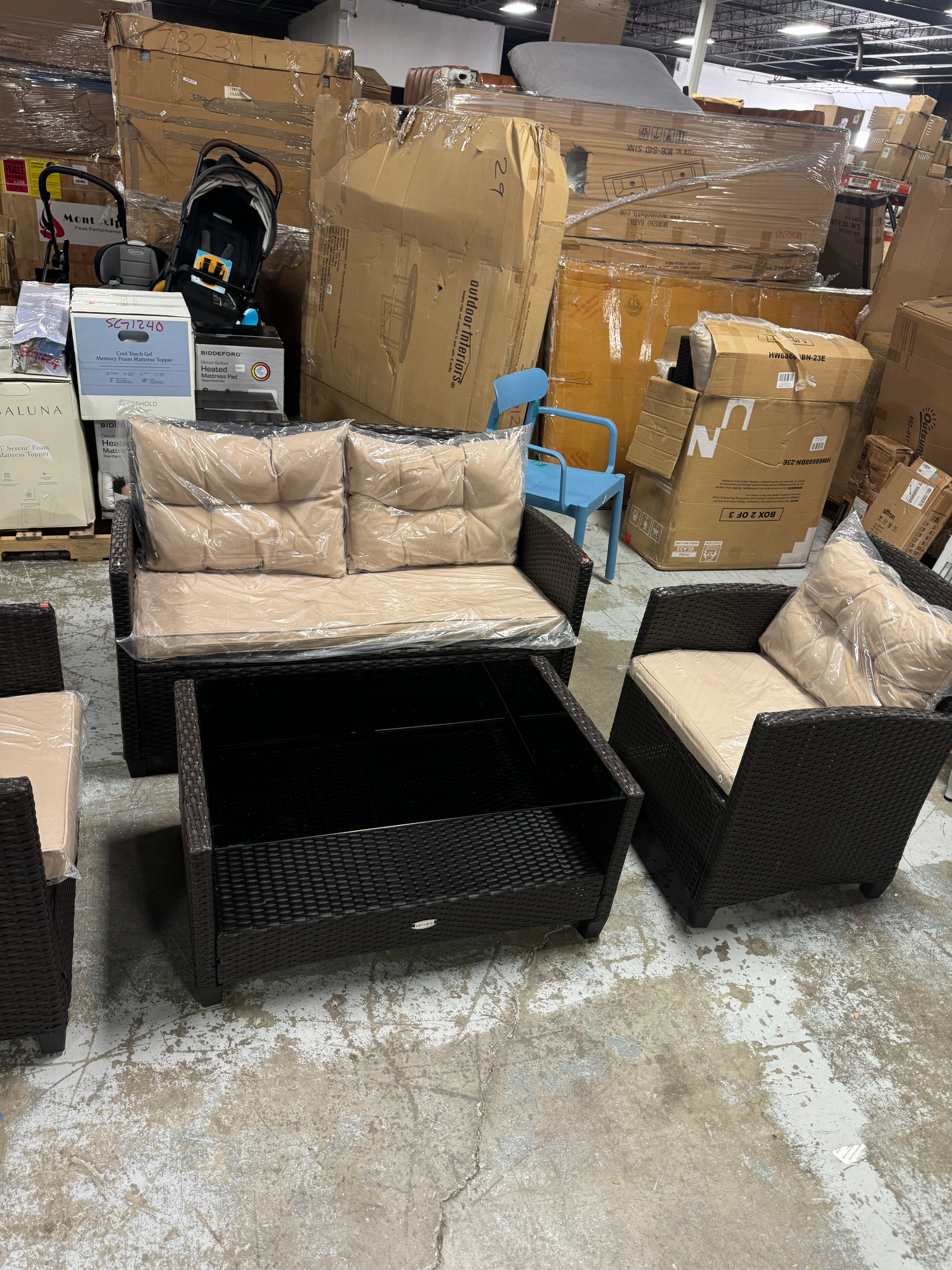 4PCS Outdoor Rattan Furniture Set