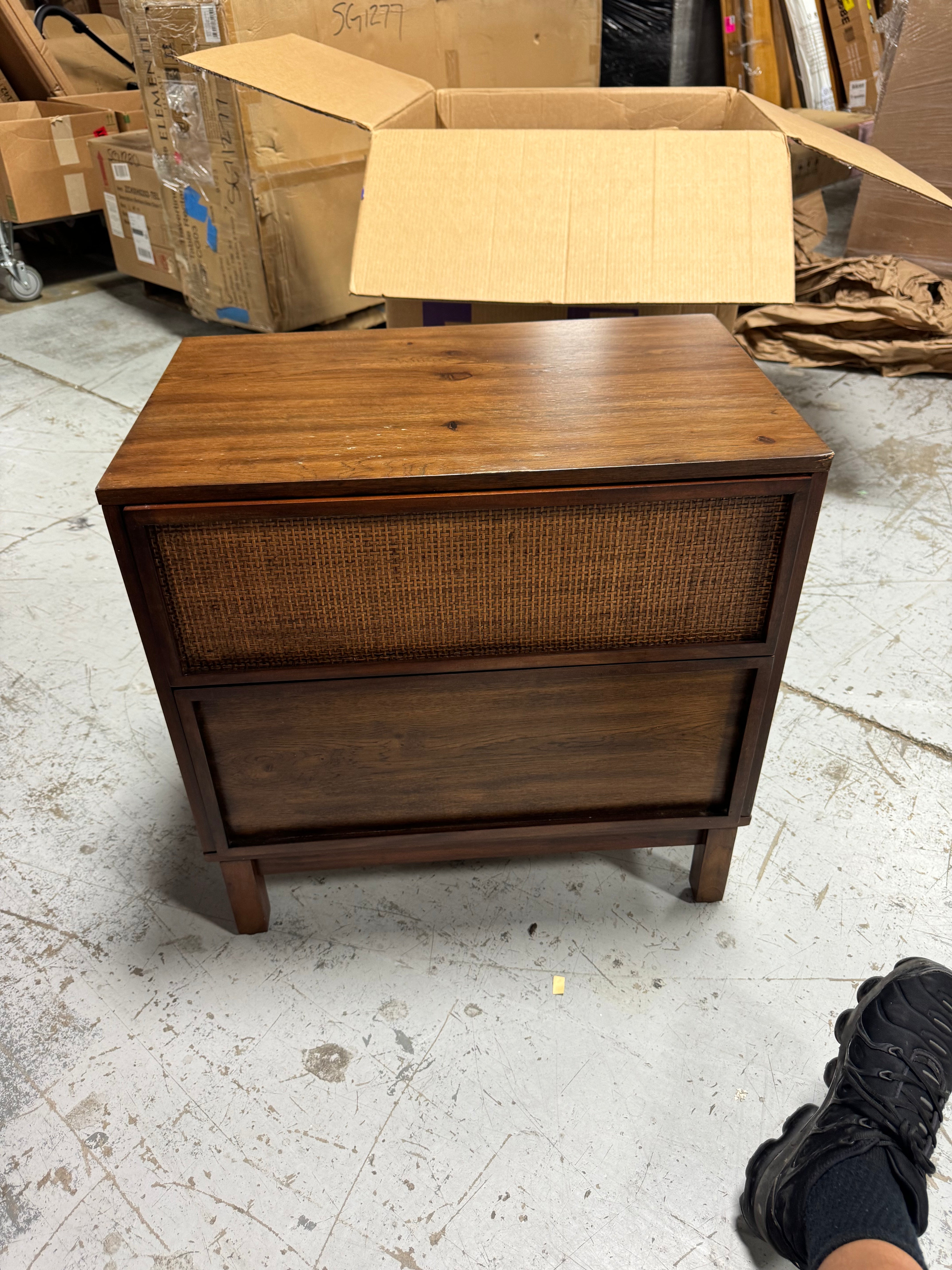 Wood & Cane Transitional Nightstand