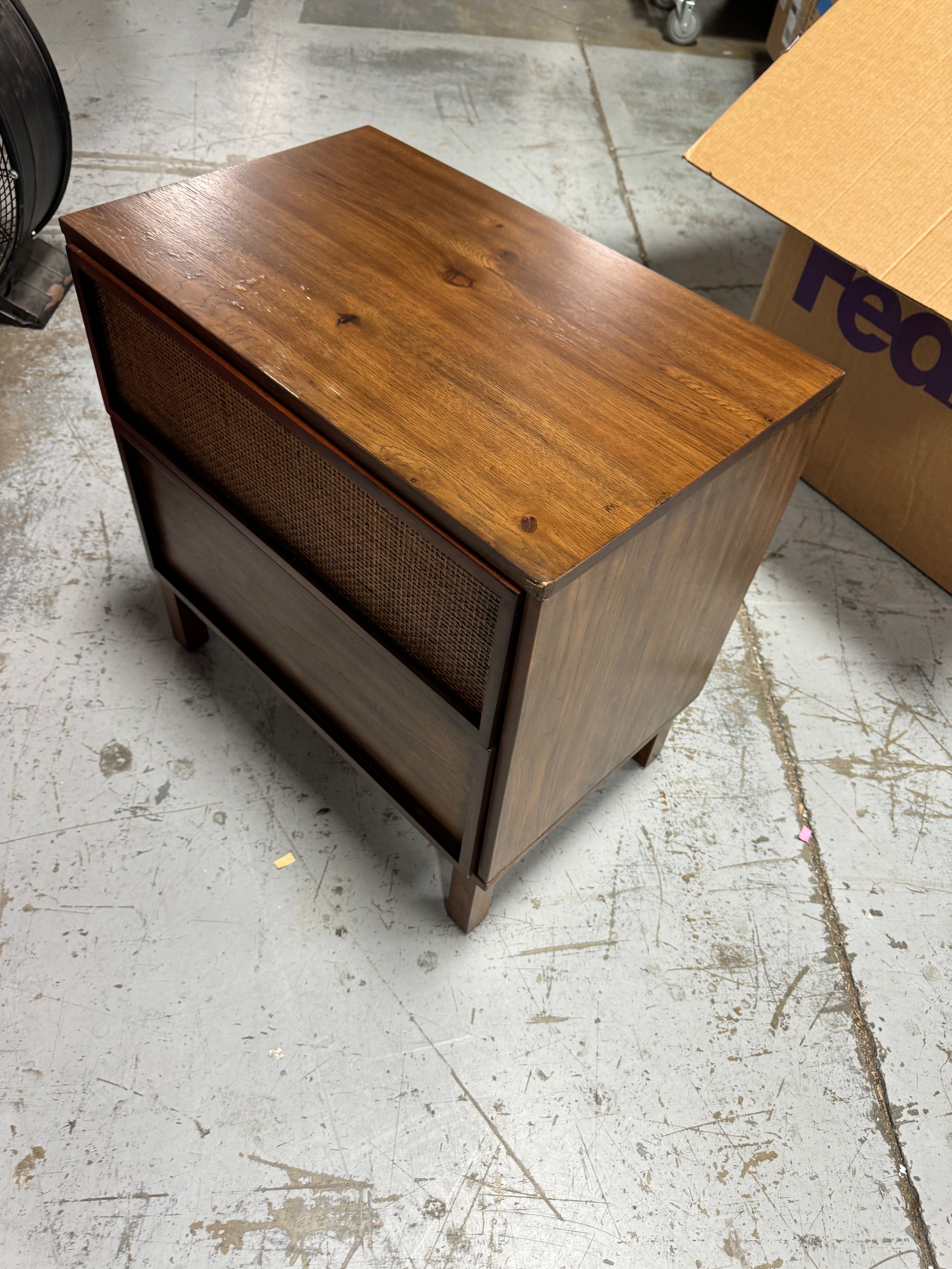 Wood & Cane Transitional Nightstand