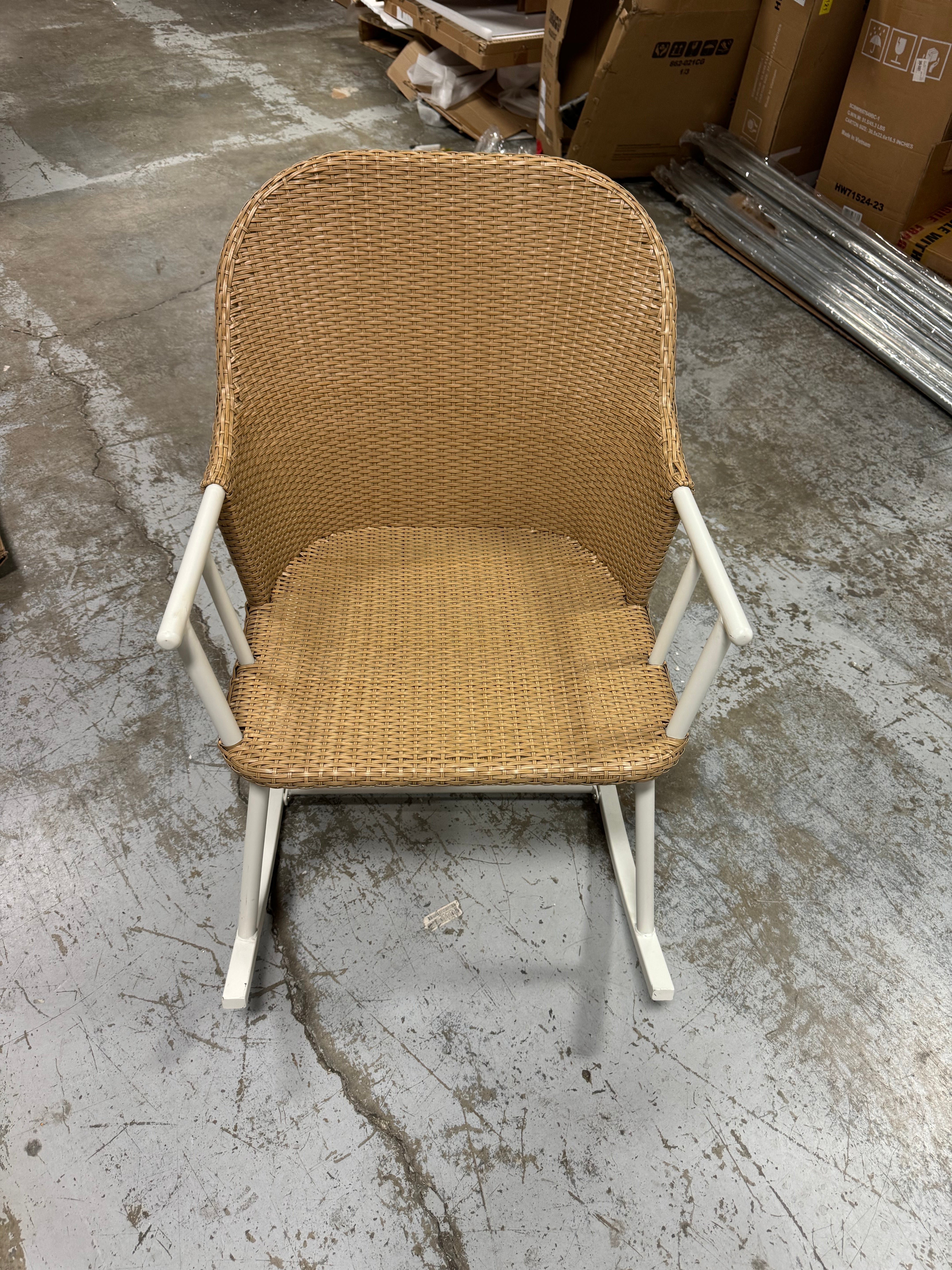 Windsor Steel & Wicker Outdoor Patio Chair, Rocking Chair White