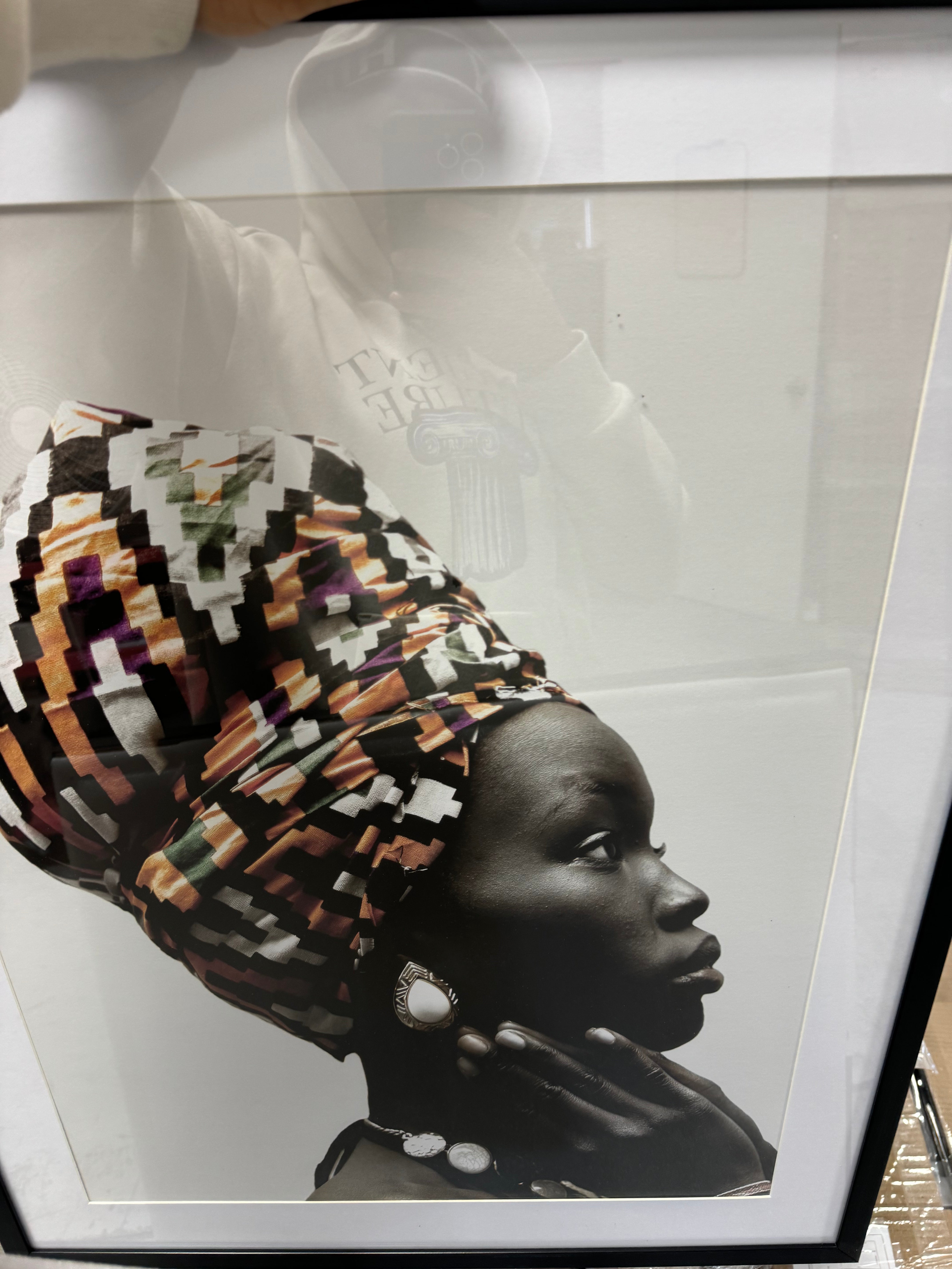 2pc Cultural Framed Wall Posters : Modern Art Lithograph, Black Frame