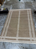 Border Plaid Handmade Jute Woven Area Rug Natural/Cream