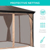 10 x 10 ft. Hardtop Gazebo, Outdoor Aluminum Canopy for Backyard, Garden w/ Side Curtains, Netting