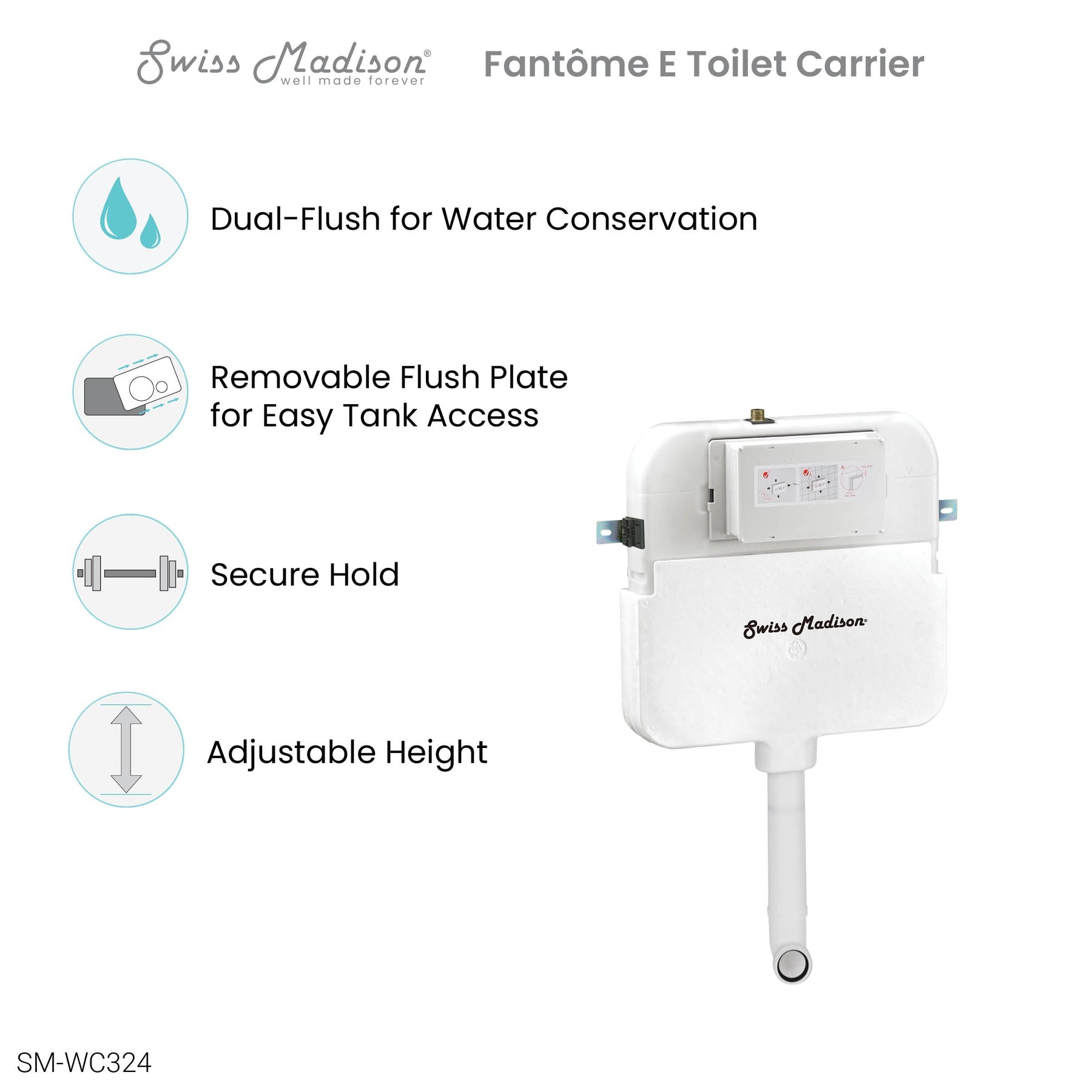 Concealed In-Wall Toilet Tank Carrier for Back-to-Wall Toilet