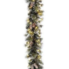 Pre-lit Glitter Artificial Christmas Pine Garland with Cones, final cut