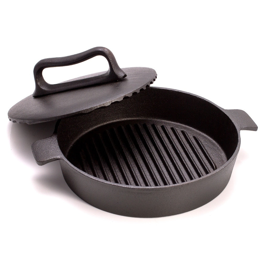 Cast Iron Grill Pan with Press Lid