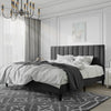 King Black Sameko Plush Velvet Wingback Bed