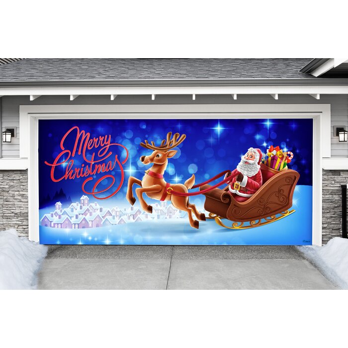 Santa Sleigh Reindeer Car Garage Door Mural, final cut