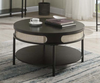 1 Open Shelf Round Coffee Table with Metal Legs, Black