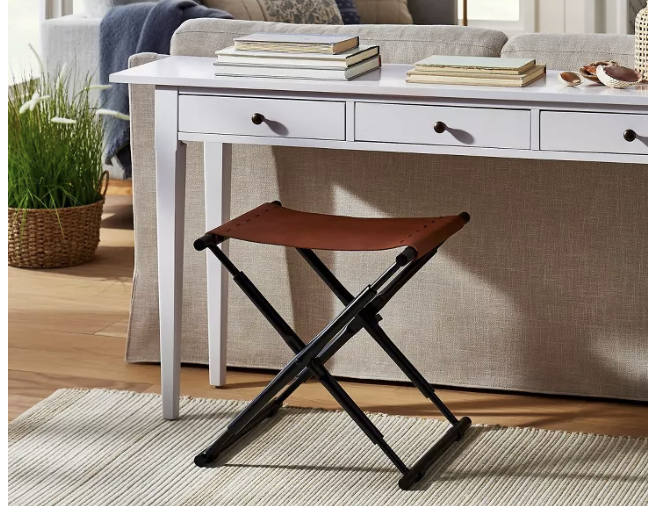 Preston Folding Leather Sling Ottoman Salvage Co Indy