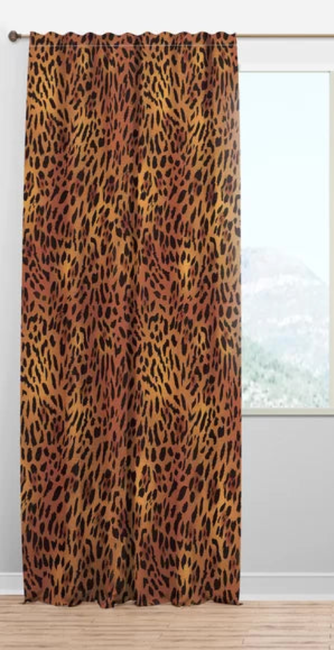 Mid-Century Leopard Print Single Curtain Panel