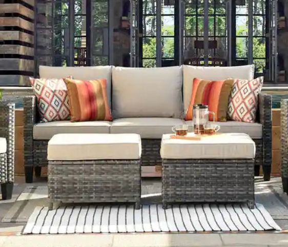 3-piece Patio Furniture Wicker Outdoor High-back Seating Set