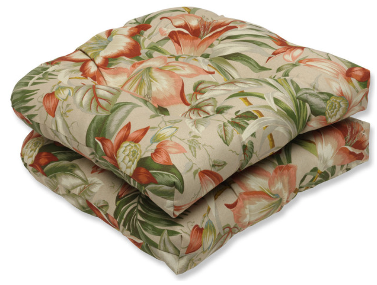 Botanical Glow Tiger Stripe Wicker Seat Cushion, Set of 2