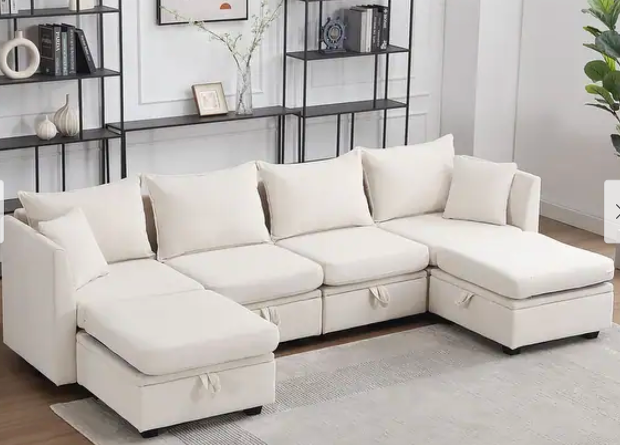 6 - Piece Upholstered Modular Sectional with Under Seat Storage