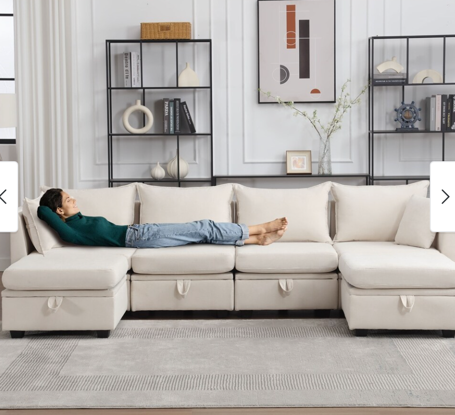 6 - Piece Upholstered Modular Sectional with Under Seat Storage