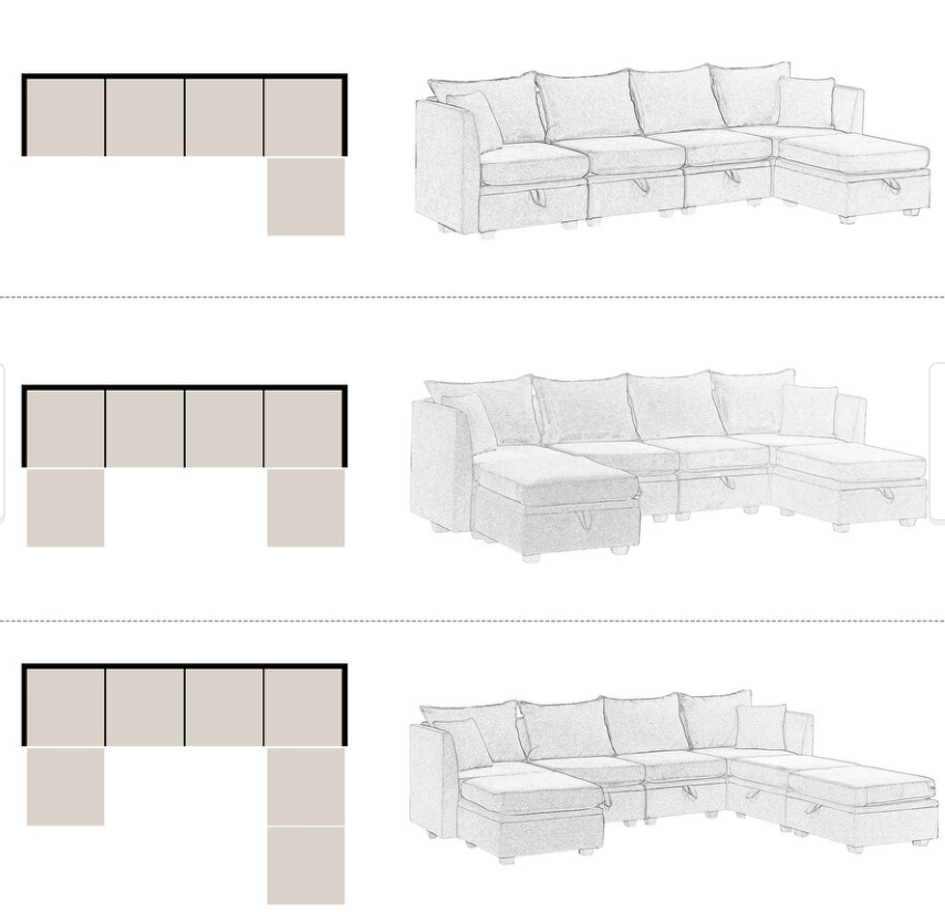 6 - Piece Upholstered Modular Sectional with Under Seat Storage