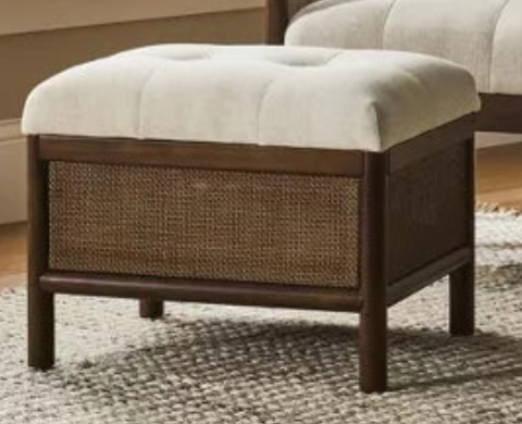 woodspring Cane Base Ottoman Dark Walnut/Cream SHOWROOM ONLY ITEM