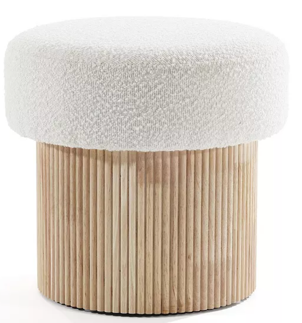 Modern Upholstered Ivory Footstool SHOWROOM ONLY ITEM