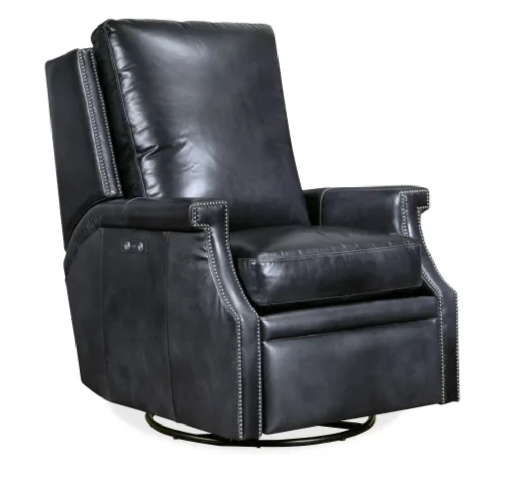 Hooker Collin Checkmate Champion Leather Swivel Glider Recliner, non motorized SHOWROOM ONLY ITEM