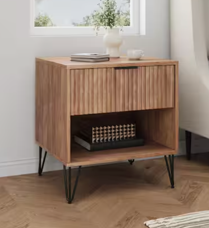 DUMBO Modern Golden Brown 1-Drawer nightstand