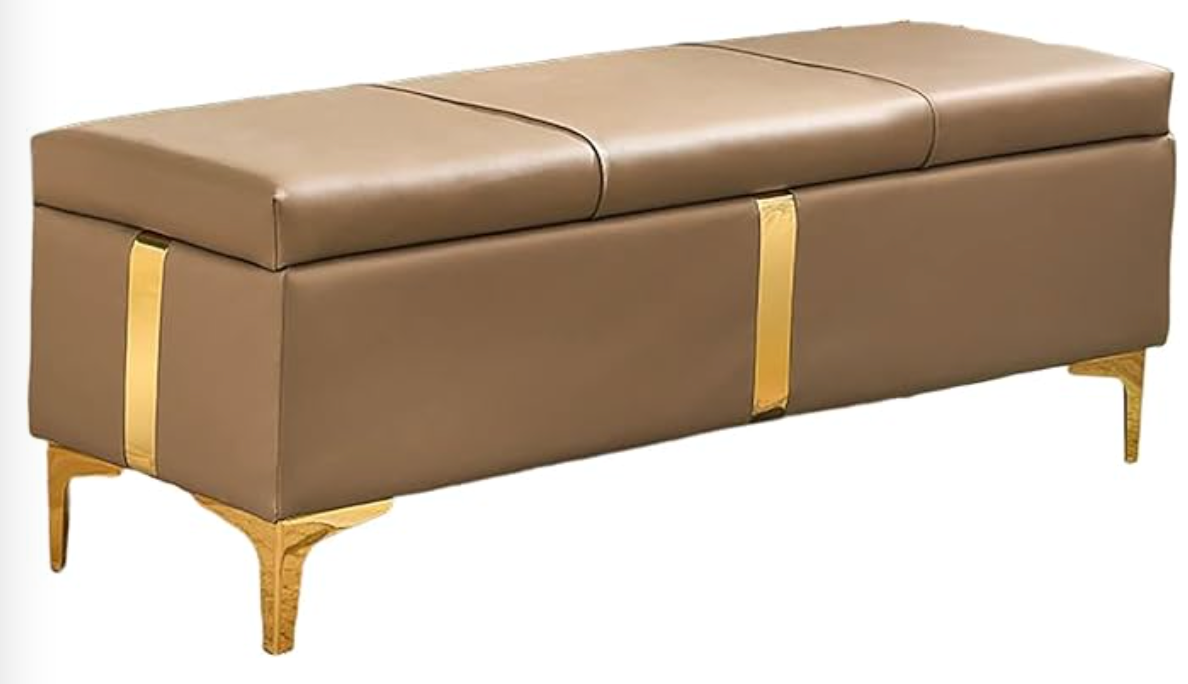Faux Leather Storage Ottoman Bench