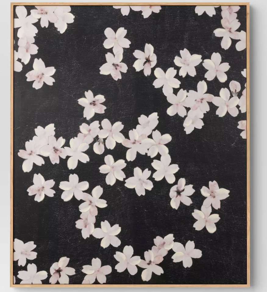 30x60 daisy floral framed canvas natural