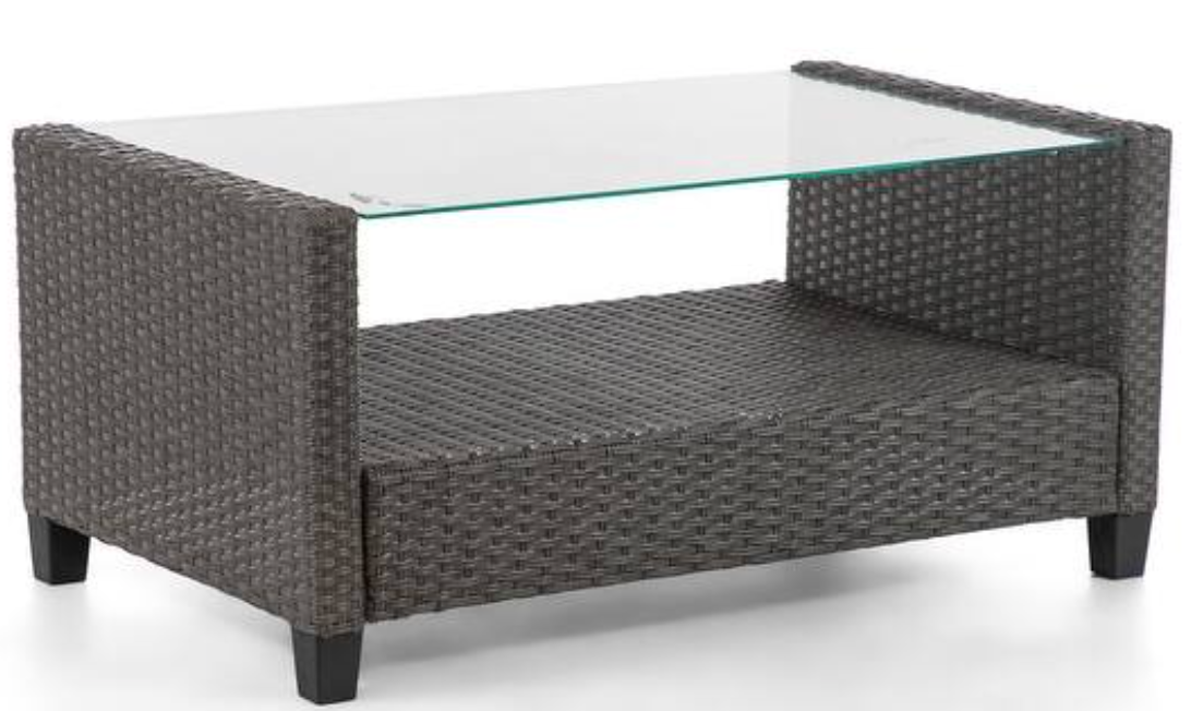 Modern Wicker and Glass Top Outdoor Coffet table