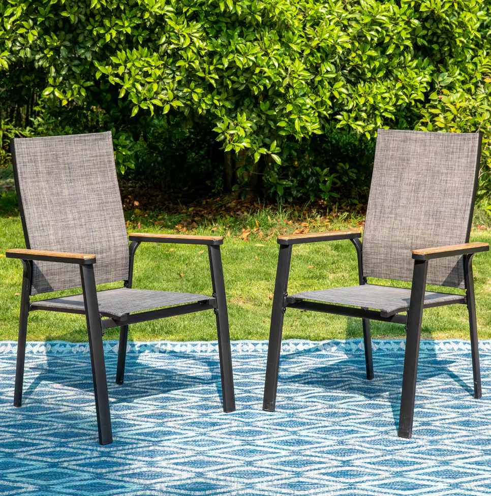 SET OF 4 Black Stackable Lightweight Aluminum Patio Outdoor Dining Chair SHOWROOM ITEM