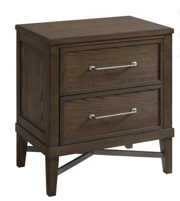 Preston Bedroom 2-Drawer Wood and Metal Nightstand SHOWROOM ITEM