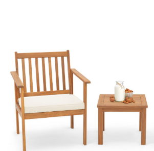 2pc Outdoor Bistro Table and Chair Set - White SHOWROOM ITEM