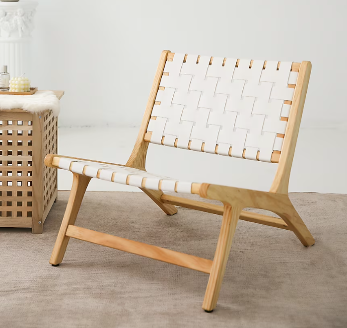 LUE BONA Midcentury Faux Leather Accent Chair - White SHOWROOM ITEM