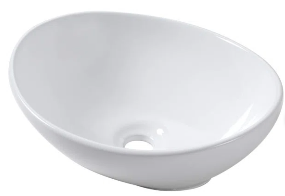16" x 13" Oval Vessel Bathroom Sink White Bathroom Sink Ceramic