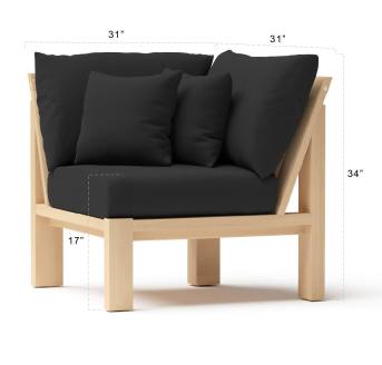 2pc Benson Patio Corner Chair and Ottoman - Black SHOWROOM ITEM