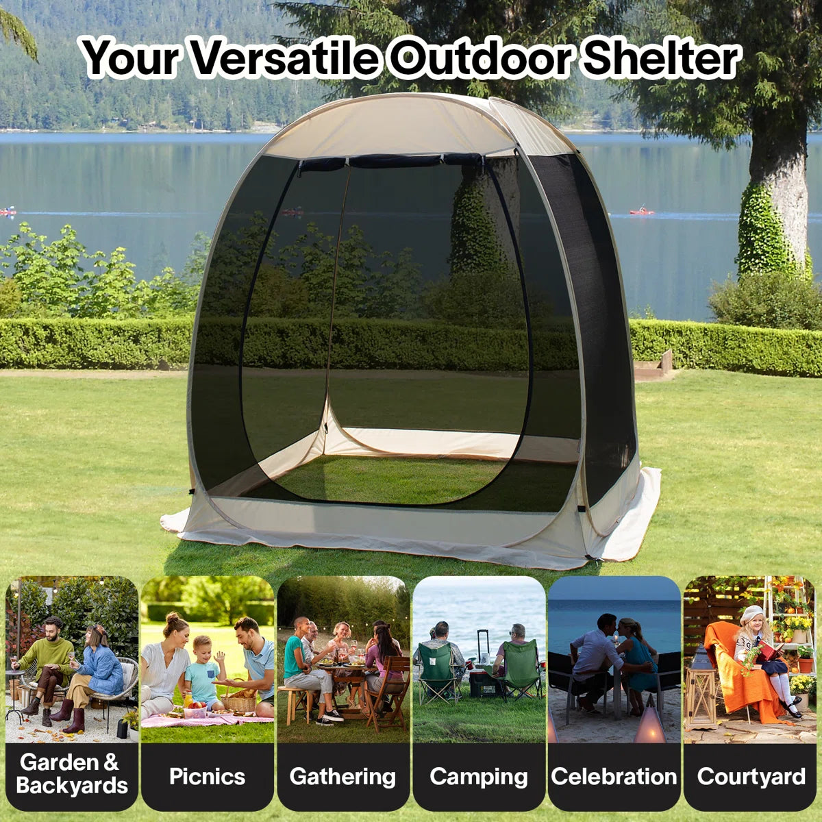 Screen House Tent Pop-Up, Portable Screen Room Canopy Instant Screen T ...