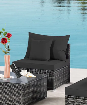 Patio Rattan Armless Chair