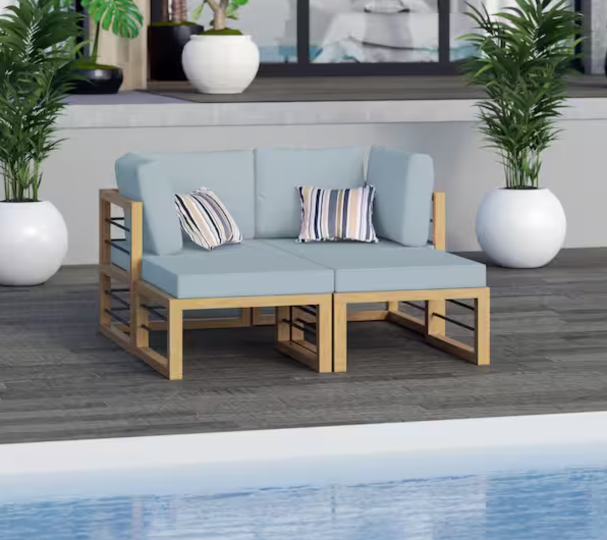 4-Piece Aluminum Outdoor Sectional Sunbed with White Cushions - 4BOXES