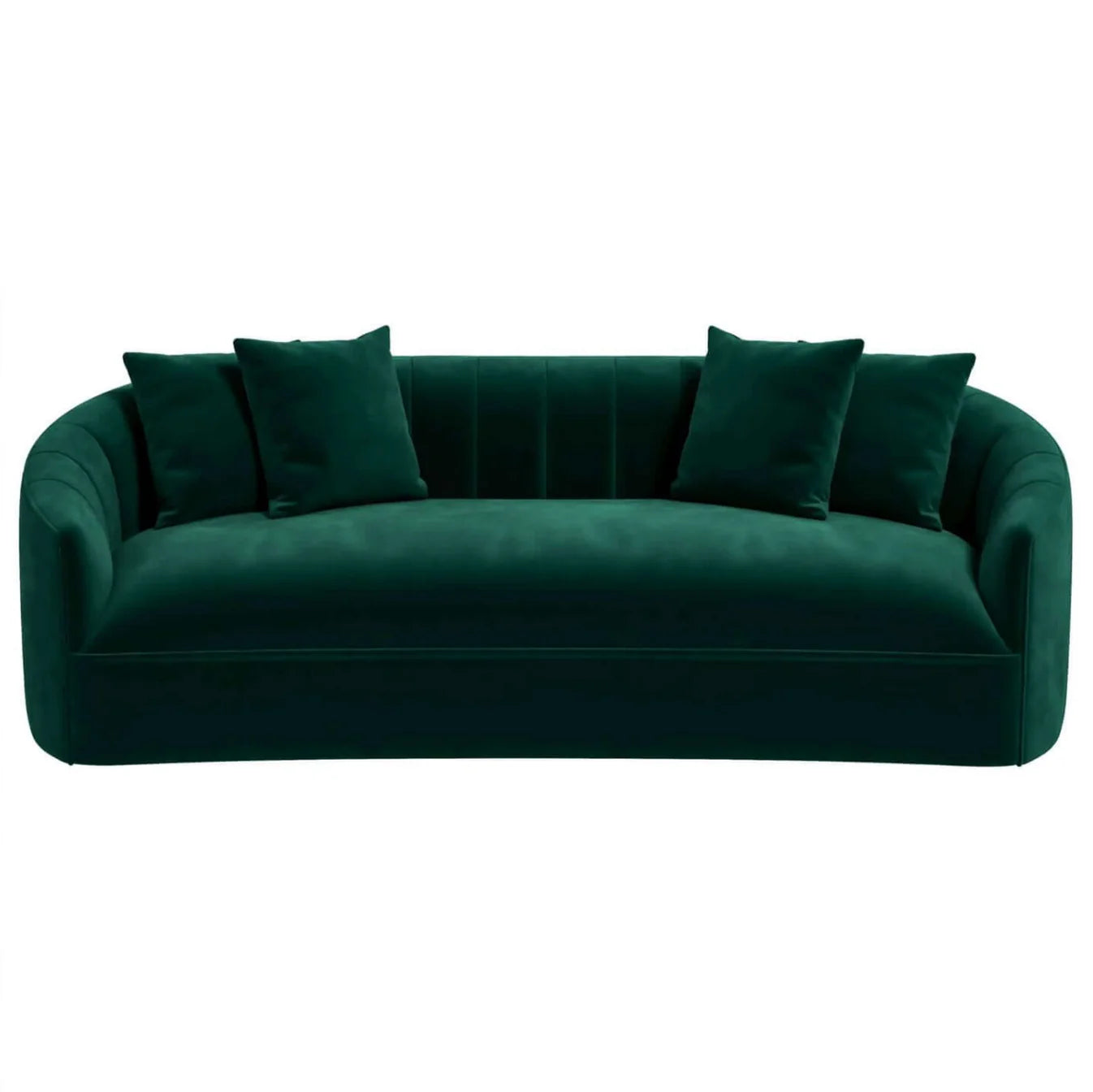 Kante Curved Channel Tufted Velvet Sofa in Green 88” SHOWROOM ITEM ONLY