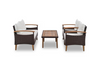 2-Pieces Rattan Patio Conversation Set with Off-white Cushions