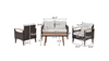 2-Pieces Rattan Patio Conversation Set with Off-white Cushions