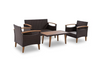 2-Pieces Rattan Patio Conversation Set with Off-white Cushions